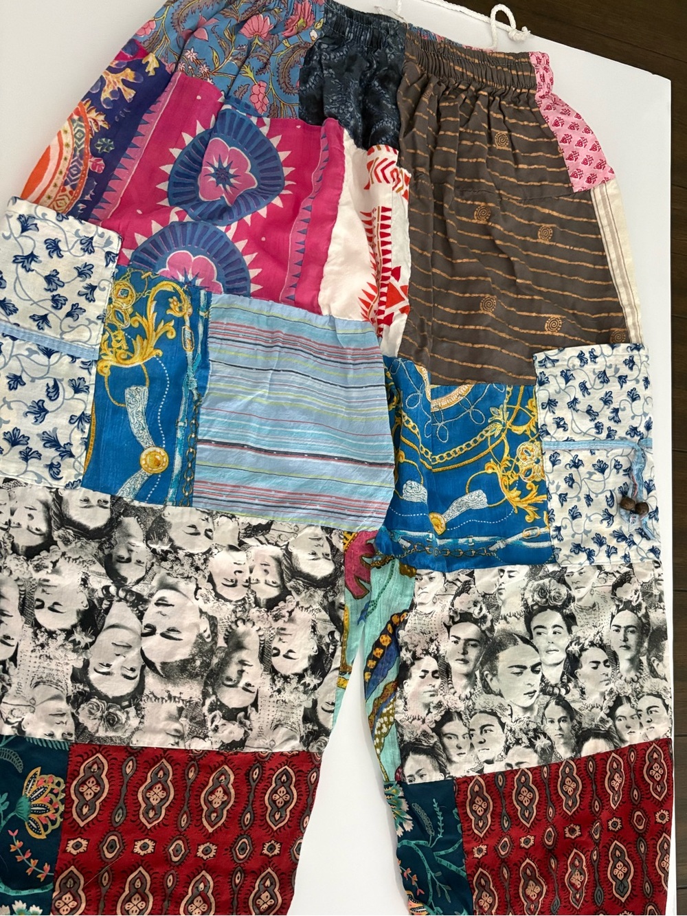 Ashley Taylor Patchwork Harem Pants Boho Hippie 100% Cotton Wide Leg One Size